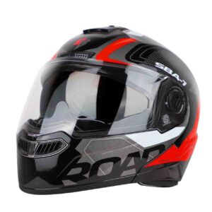 Steelbird SBA 7 ROAD Glossy Black Red Flip Up Dual Visor Helmet